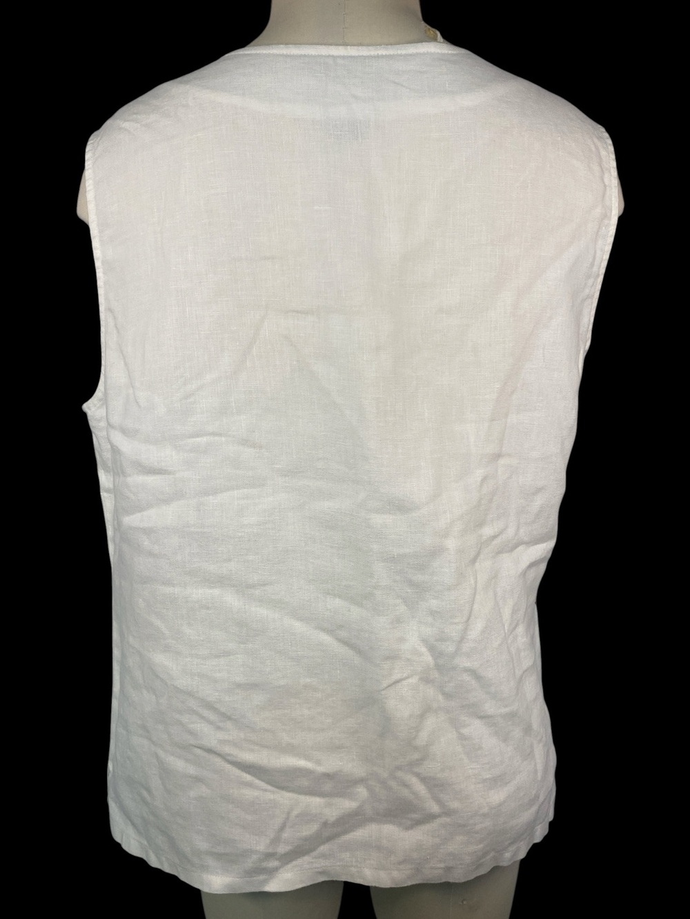 Orvis White 100% Linen Sleeveless Shell Top Women’s Large - Picture 2 of 3